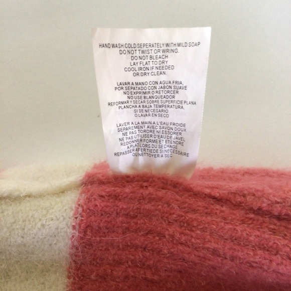 BEBE STRIPED FUZZY ANGORA SWEATER SMALL BELLINI/WHITE SMALL - Picture 8 of 15